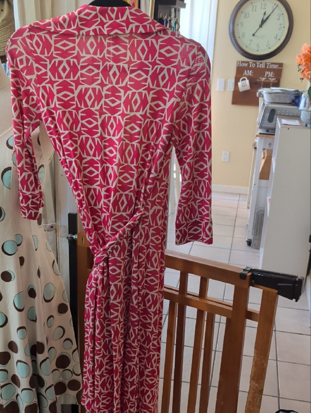Diane Von Furstenberg Pink and White Printed Wrap Dress